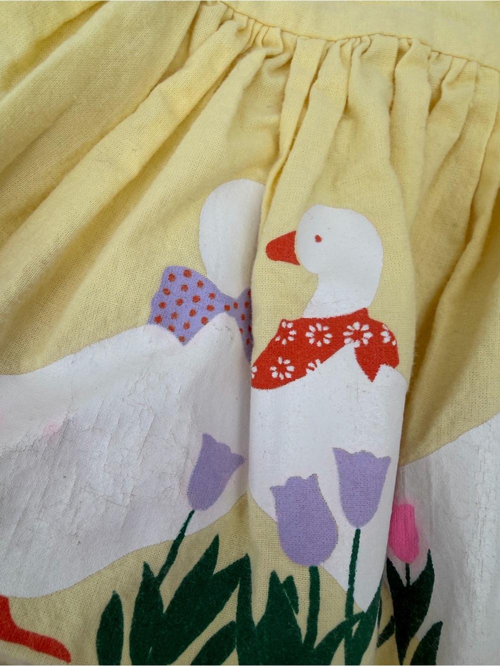 Ann Labay Originals Vintage Girls Yellow Geese Dress 3T 4T Cottagecore Ruffle - Picture 6 of 7